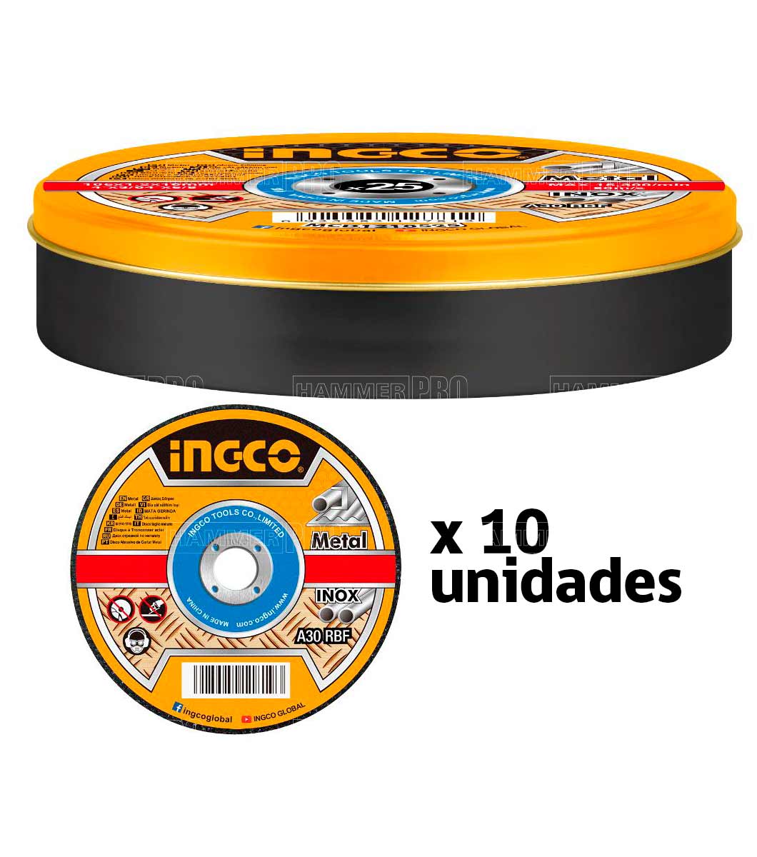 DISCO CORTE METAL 10PZS 4 1/2 115MM AMOLADORA CORTADORA - MCD121155 INGCO  TOOLS